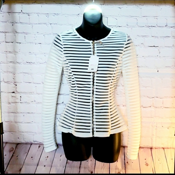 Striped Semi-Shear Jacket - Picture 1 of 4